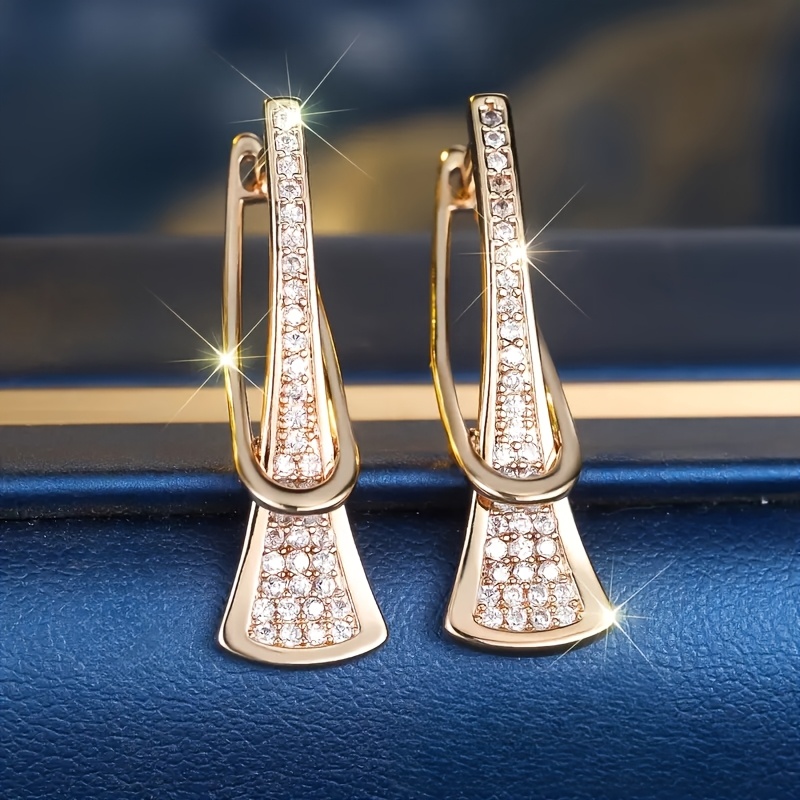 Geometric Style Zirconia Dangle Earrings Set